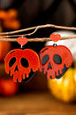 Fiery Red Halloween Skull Heart Shape Acrylic Stud Earrings