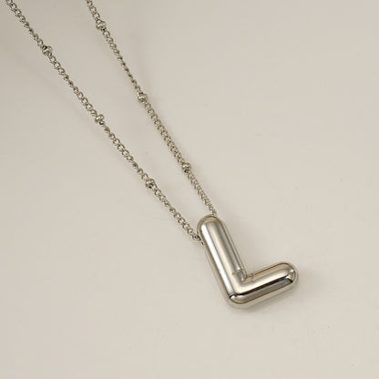 Titanium Steel Silver Glossy English Letter Pendant