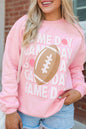 Pink GAME DAY Rugby Football Graphic Pullover Sweatshirt