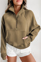 Flamingo Fleece Lined Zip Up Stand Collar Thumbhole Sleeve Sweatshirt