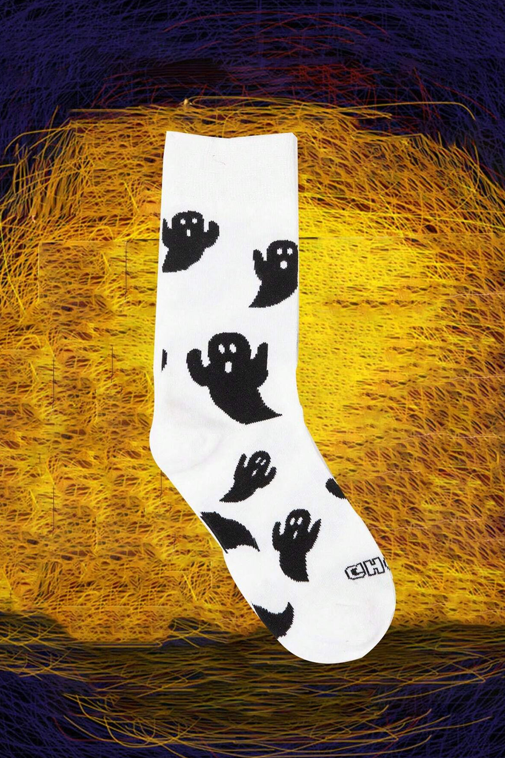 White Ghost Printed Halloween Cotton Mid calf Socks