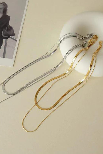 Gold Double Layer Clavicle Snake Chain Necklace