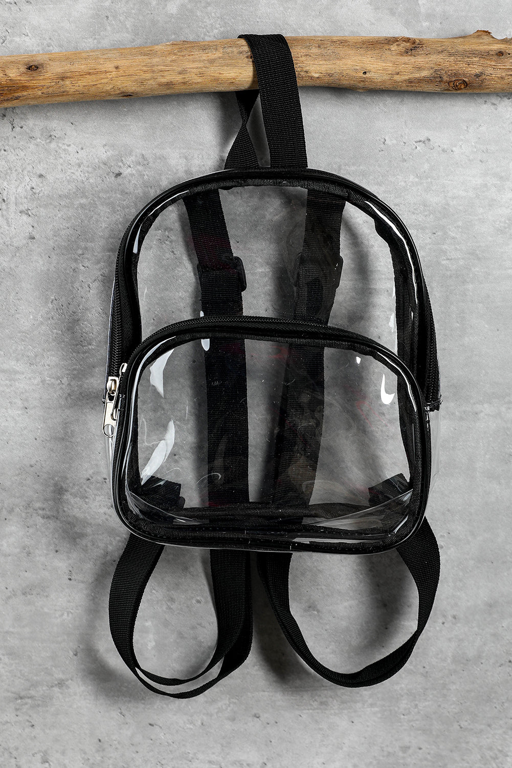 Black Contrast Edge PVC Clear Zipper Game Day Backpack