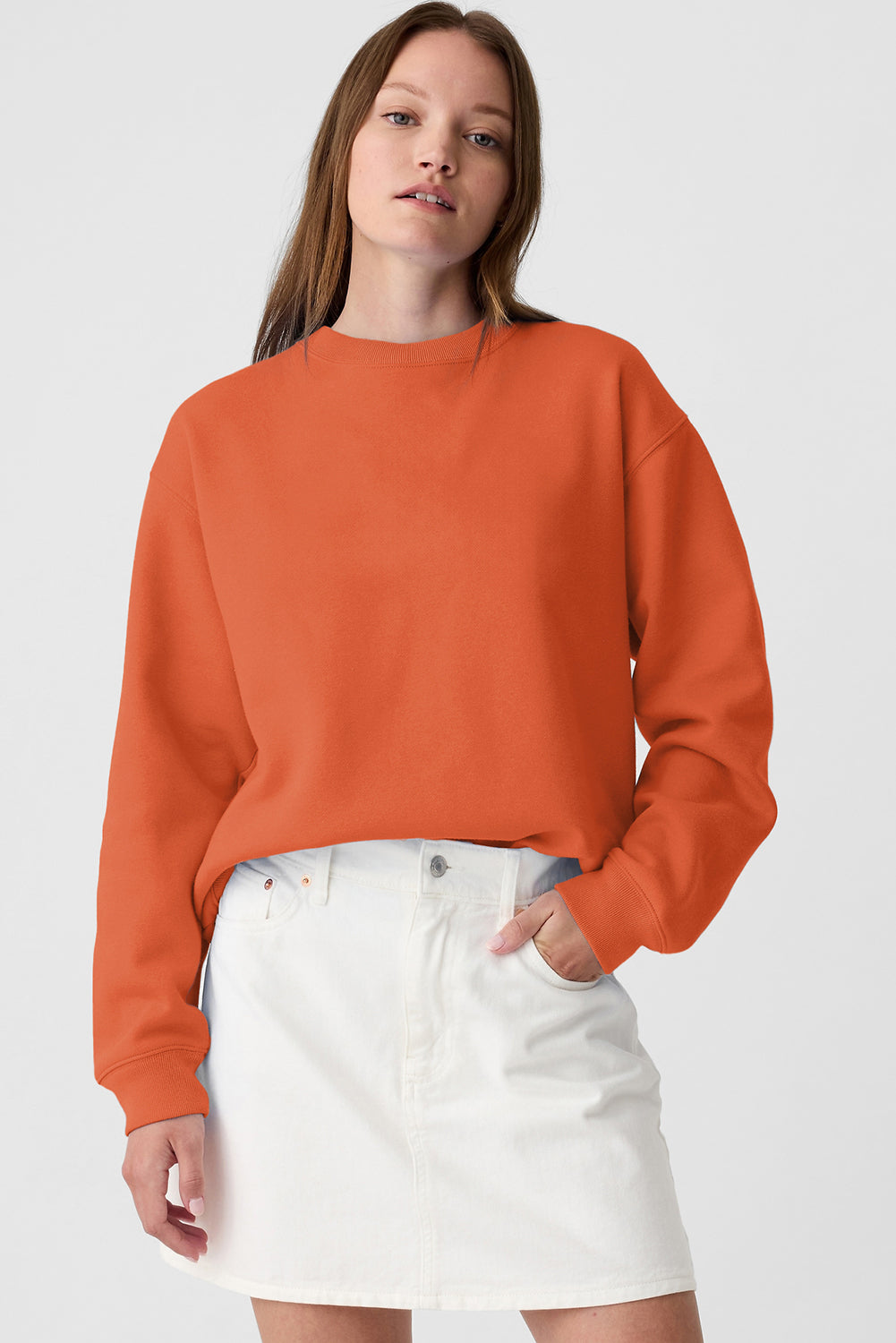 Aruba Blue Plain Drop Shoulder Crewneck Pullover Sweatshirt