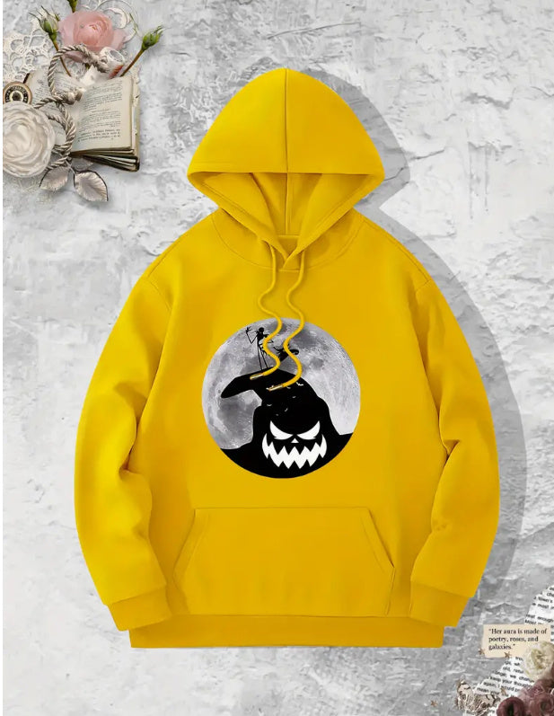 Printed European And American Fleece Hooded Sweatshirt