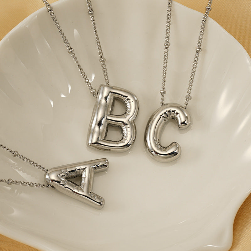 Titanium Steel Silver Glossy English Letter Pendant