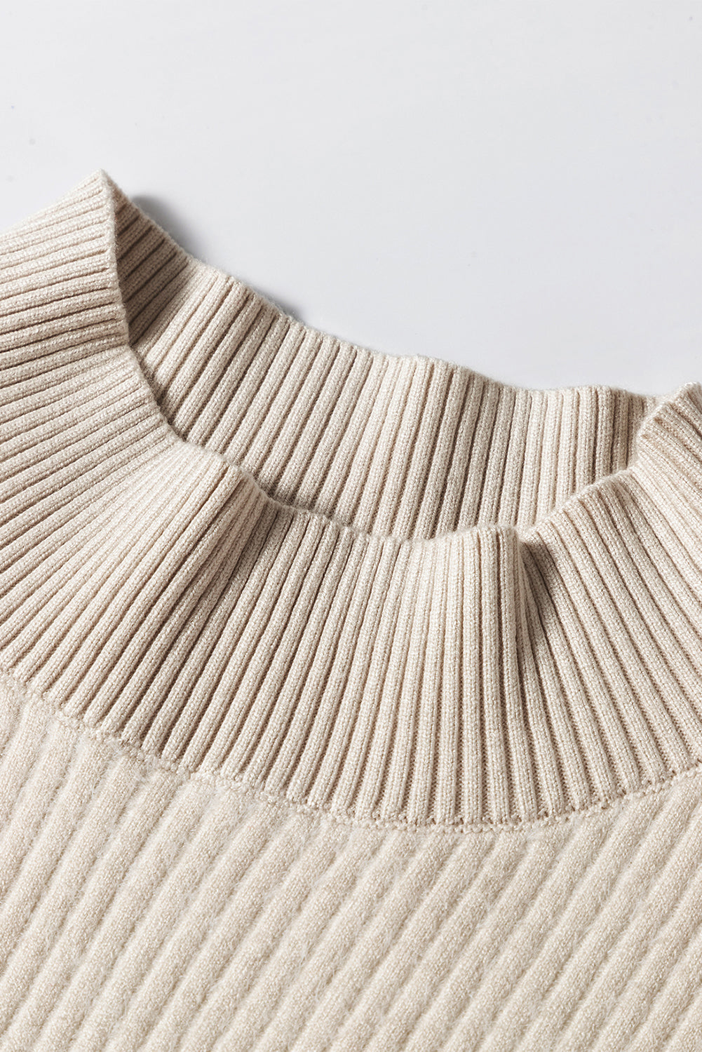 Apricot Thermal Lined Ribbed Knit Mock Neck Sweater