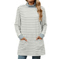 Striped Print Long Sweatshirt With Pocket Loose Long Sleeve Pullover T-shirt Top