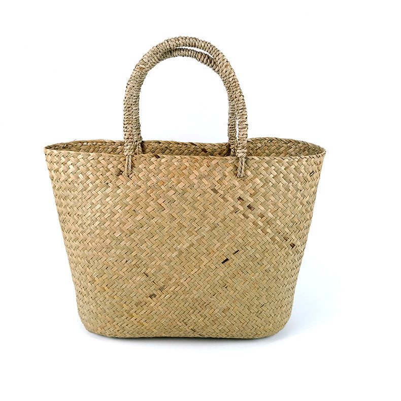 Hand Woven Seaweed Bag, Straw Mat Bag, Nordic Style Bag, Leisure Bag