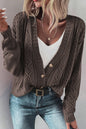 Beige Open Knit Drop Shoulder Sweater Cardigan