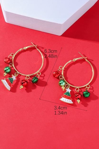 Gold Christmas Tree Bell Plate Alloy Hook Earrings