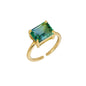 Retro Original Design Gradient Color Square Large Zircon Ring Electroplated 18K Gold Open Copper Ring