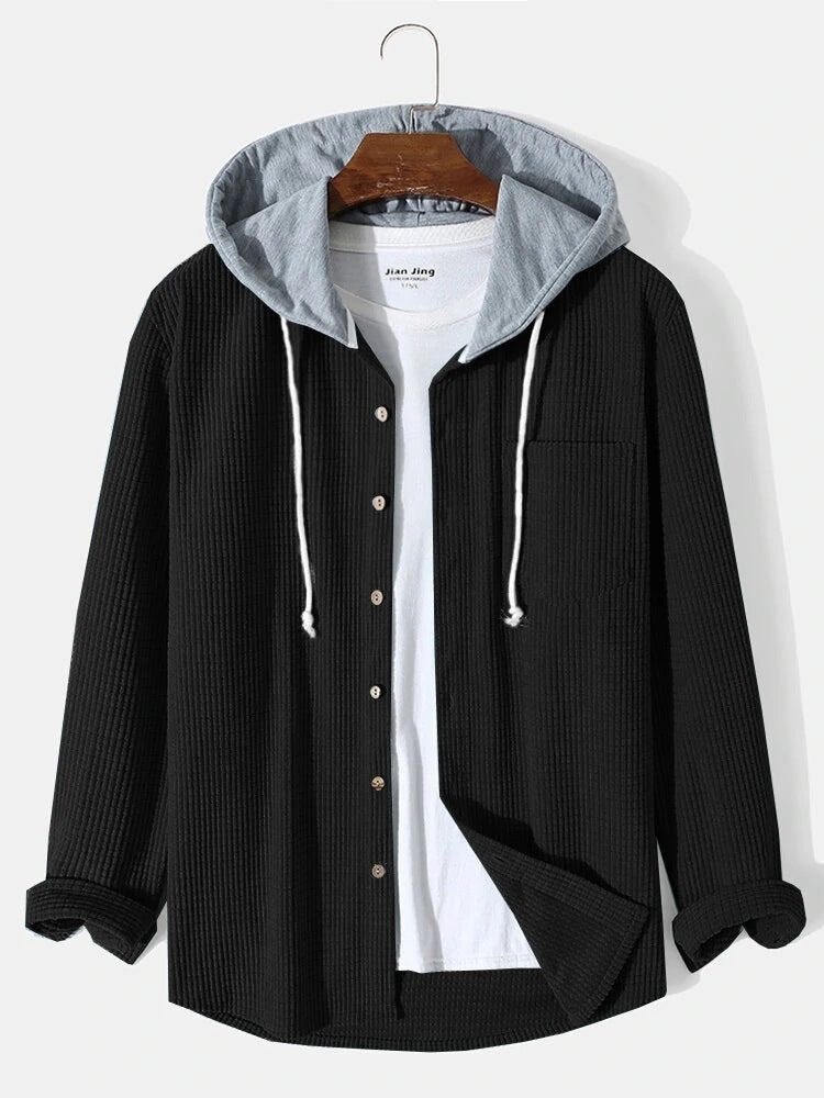 Men's Autumn And Winter Thickening Waffle Hooded