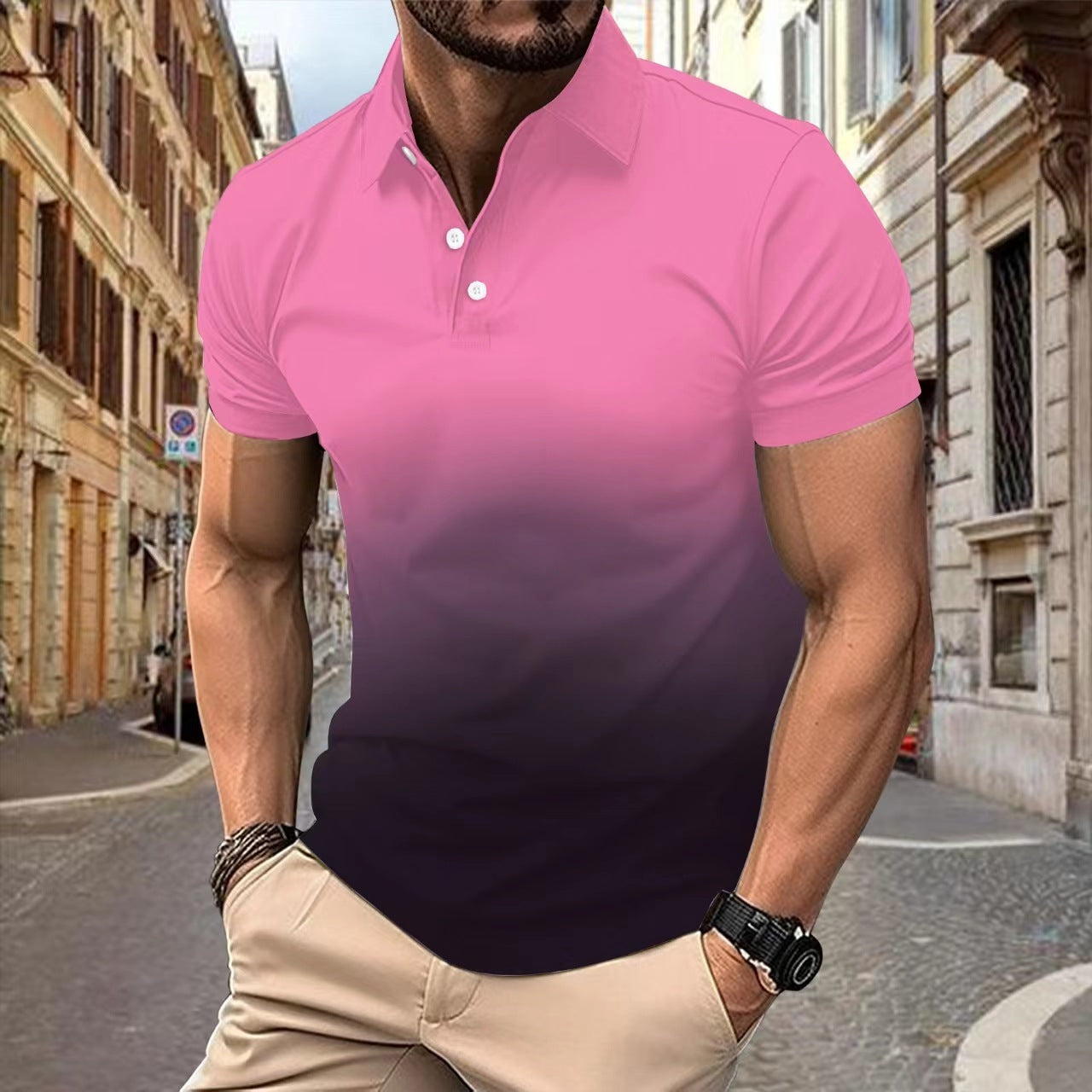 Pixie Gradient Pocket Polo Shirt Men