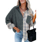 Women's Long Sleeve Loose Pockets Woolen Shirt