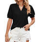 Women's V-neck Puff Sleeve Short Sleeve T-shirt Top Shirt