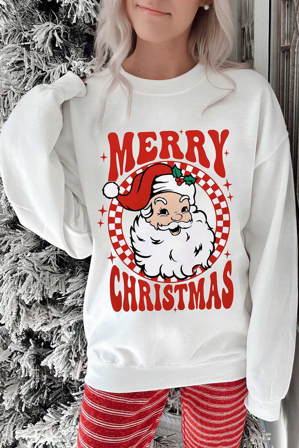 Beige MERRY CHRISTMAS Christmas Claus Graphic Drop Shoulder Sweatshirt