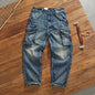 Heavy Weight Cargo Jeans Male Loose Straight Trousers