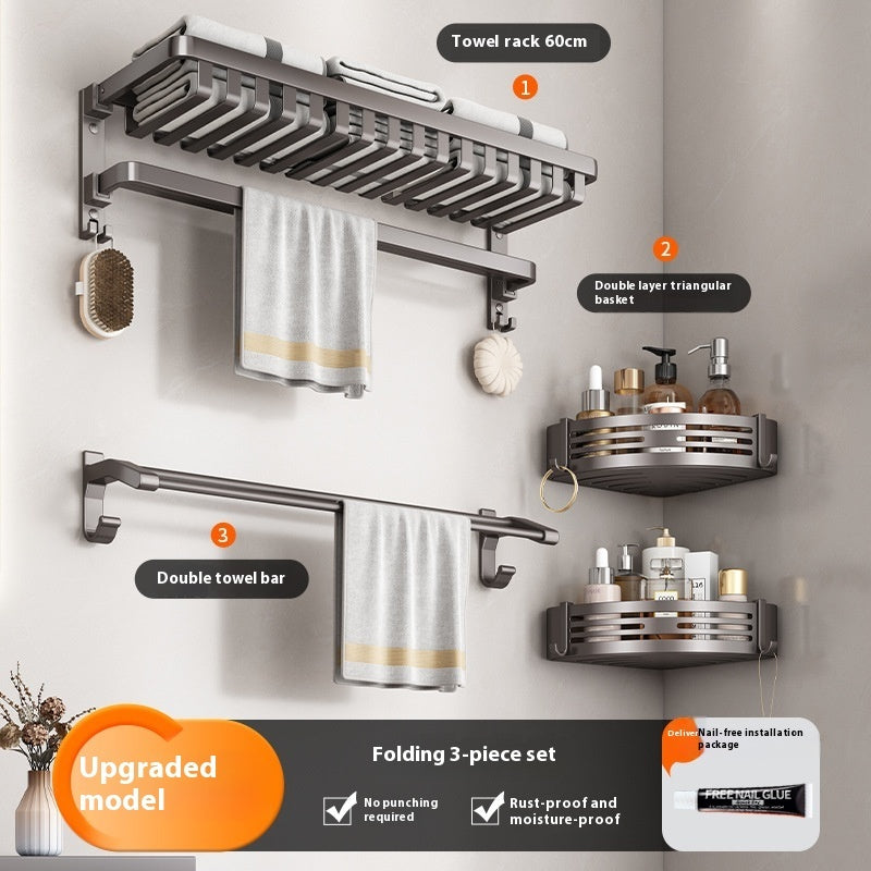 Gray Towel Rack Bathroom Punch-free Bathroom Rack