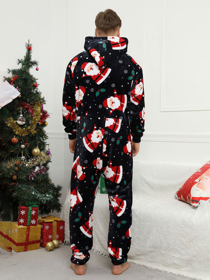 Santa Print Christmas Onesie Pajamas Set