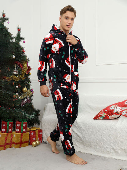 Santa Print Christmas Onesie Pajamas Set