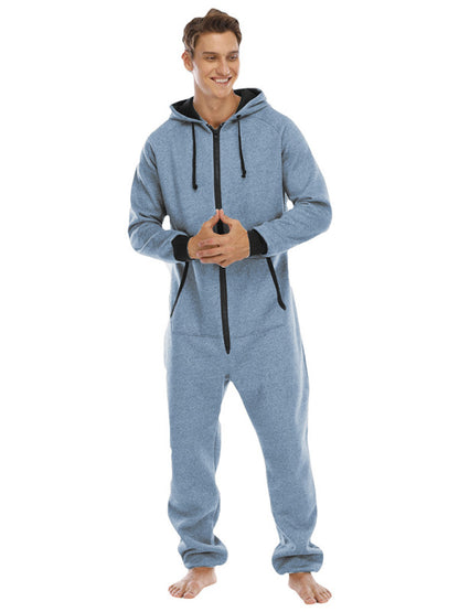 Men's Thickened Sweater Fleece Jumpsuit Pajamas Homewear Casual Suits