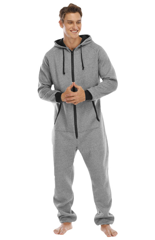 Men's Thickened Sweater Fleece Jumpsuit Pajamas Homewear Casual Suits