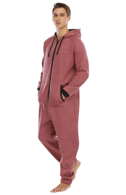 Men's Thickened Sweater Fleece Jumpsuit Pajamas Homewear Casual Suits