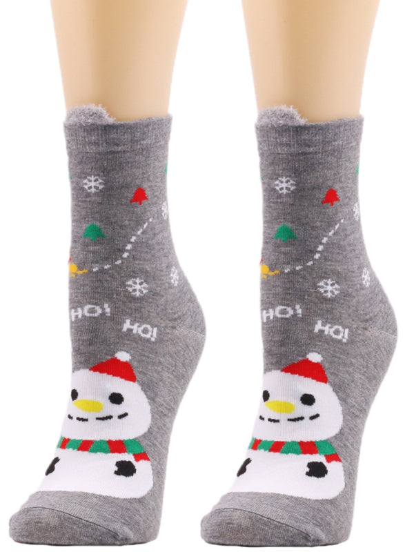 Festive Christmas Knit Snowman Socks Elasticity