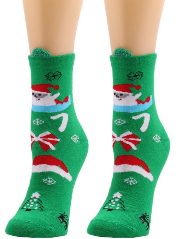 Festive Christmas Knit Snowman Socks Elasticity