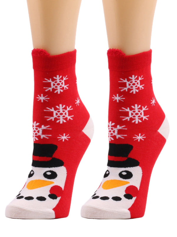 Festive Christmas Knit Snowman Socks Elasticity