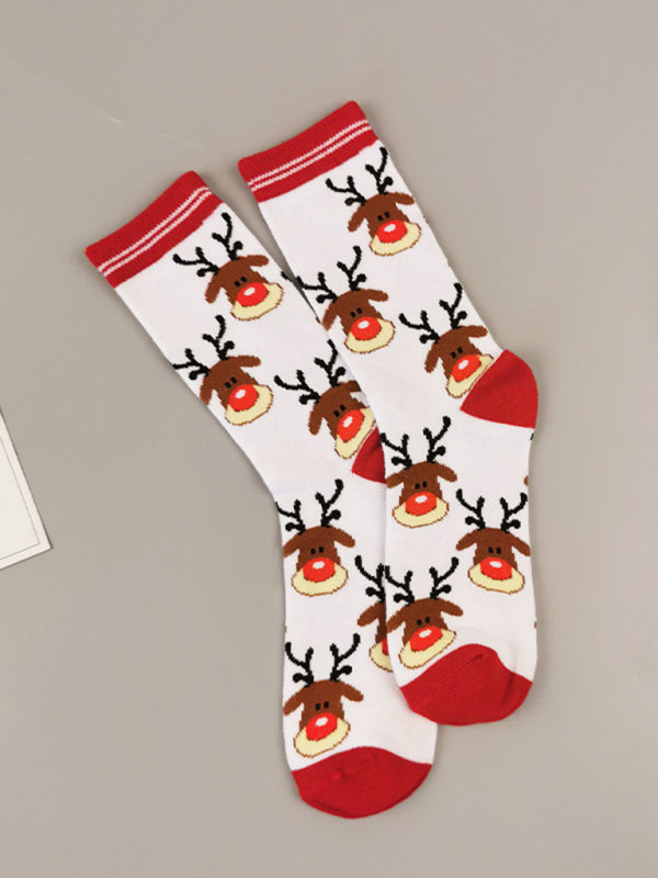 Festive Reindeer Knit Women's Elastic Socks