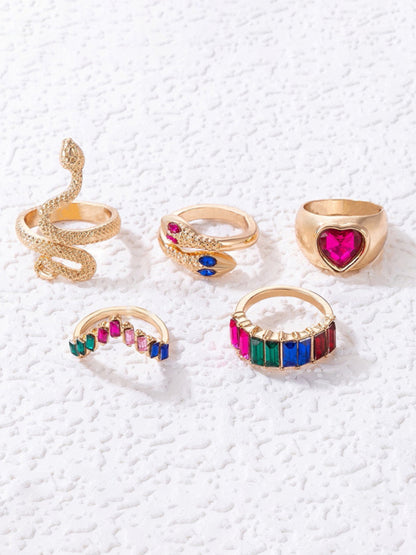 Popular jewelry ring jewelry snake-shaped love ins style five-piece ring female