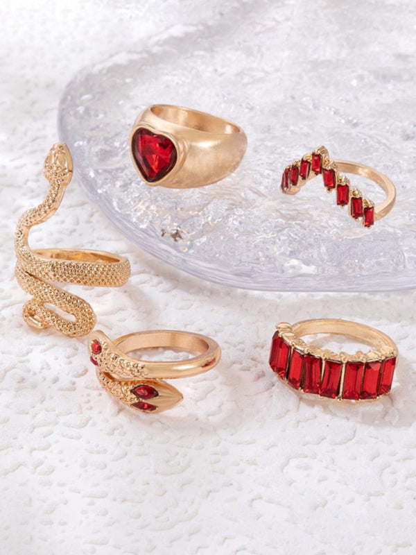 Popular jewelry ring jewelry snake-shaped love ins style five-piece ring female