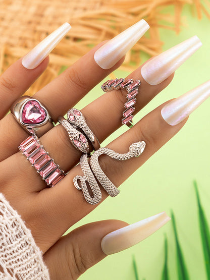 Popular jewelry ring jewelry snake-shaped love ins style five-piece ring female