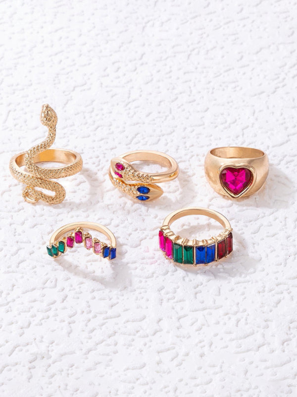 Popular jewelry ring jewelry snake-shaped love ins style five-piece ring female