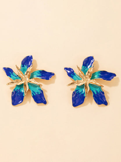 Multilayer Alloy Drip Oil Flower Floral Earrings Earrings