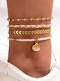 Rice beads beaded rope shell four-layer anklet Geometric aircraft chain multi-layer foot decoration