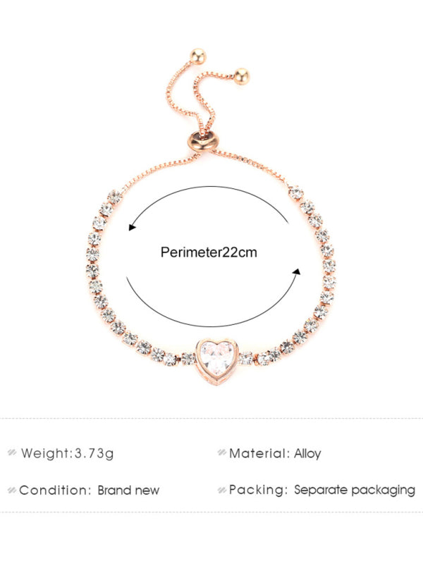 Fashion Rose Gold Heart Zircon Bracelet Simple Alloy Diamond Ladies Bracelet Bracelet