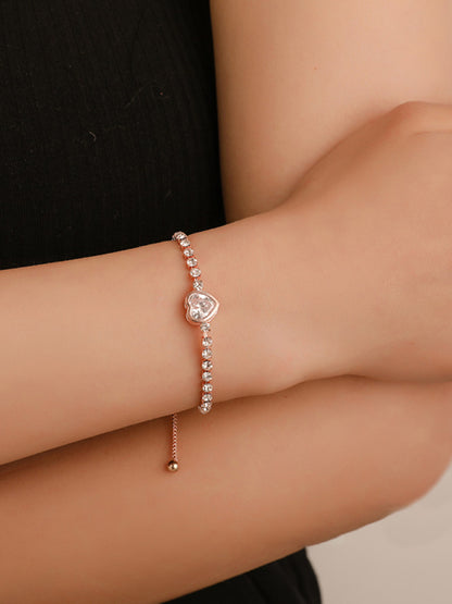 Fashion Rose Gold Heart Zircon Bracelet Simple Alloy Diamond Ladies Bracelet Bracelet