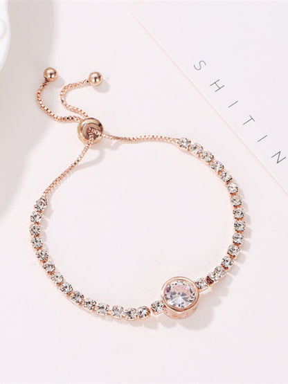 Fashion Rose Gold Heart Zircon Bracelet Simple Alloy Diamond Ladies Bracelet Bracelet