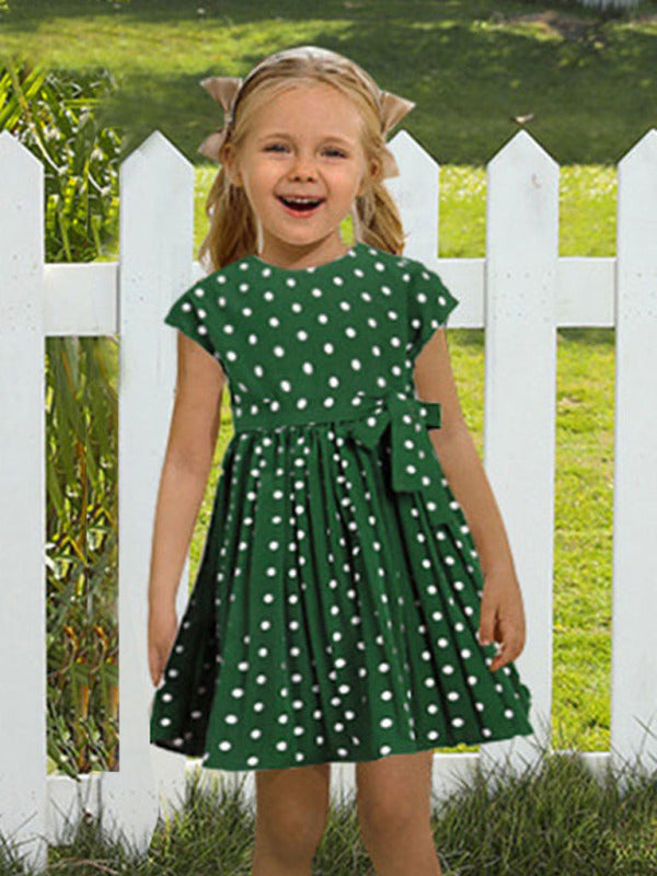 Children's clothing polka dot print short sleeve dress for mother and daughter