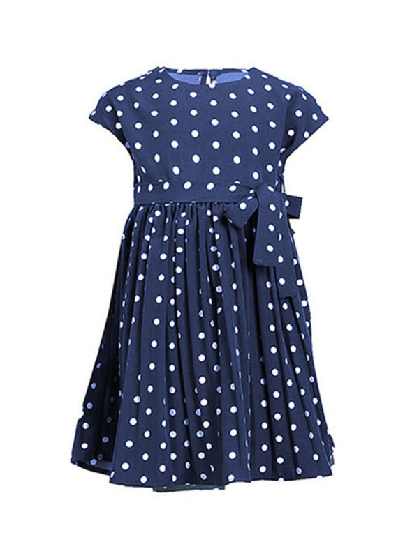 Children's clothing polka dot print short sleeve dress for mother and daughter