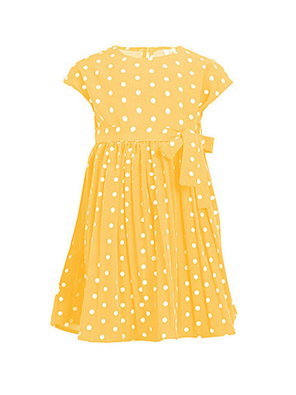 Children's clothing polka dot print short sleeve dress for mother and daughter