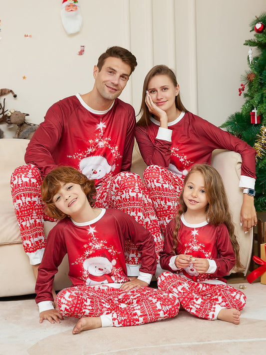 New Christmas snowman scarf parent-child Christmas home wear pajamas set