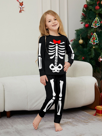 Halloween Parent-Child Home Costume Skeleton Bones Adult Child Neat Costume Pajama Set