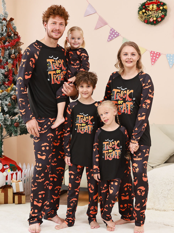 Halloween Christmas Parent-Child Loungewear Split Sleeve Set Two Piece Pajamas