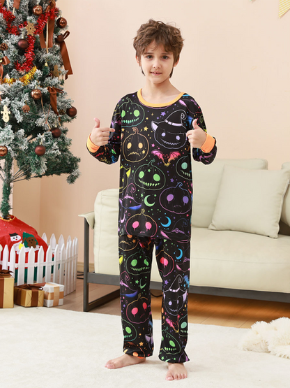 Halloween Homewear Pumpkin Print Two Piece Pajama Set