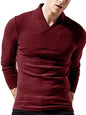 Men's Woolen V-Neck Stretchy Long Sleeve Tee