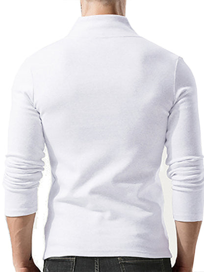 Men's Woolen V-Neck Stretchy Long Sleeve Tee